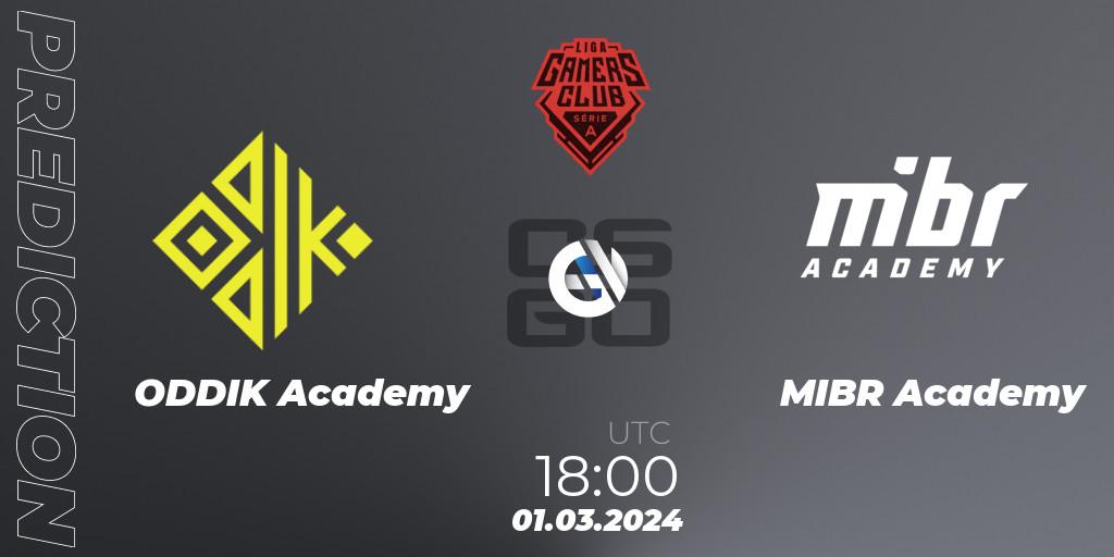 ODDIK Academy - MIBR Academy: ennuste. 01.03.2024 at 18:00, Counter-Strike (CS2), Gamers Club Liga Série A: February 2024