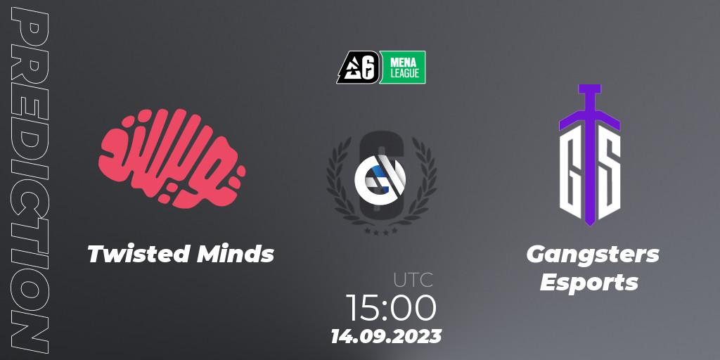 Twisted Minds - Gangsters Esports: ennuste. 14.09.2023 at 15:00, Rainbow Six, MENA League 2023 - Stage 2