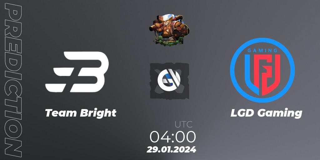 Team Bright - LGD Gaming: ennuste. 29.01.2024 at 04:01, Dota 2, ESL One Birmingham 2024: China Closed Qualifier