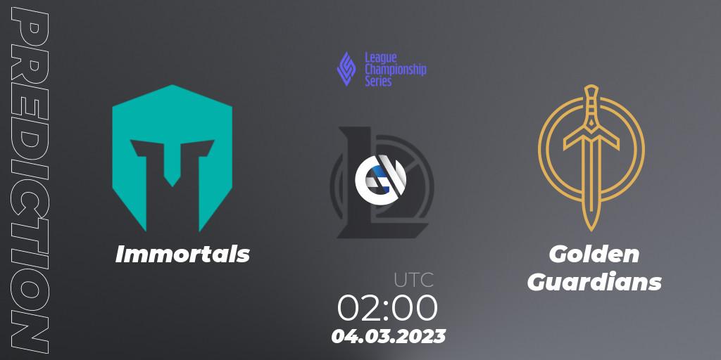 Immortals - Golden Guardians: ennuste. 04.03.2023 at 02:00, LoL, LCS Spring 2023 - Group Stage