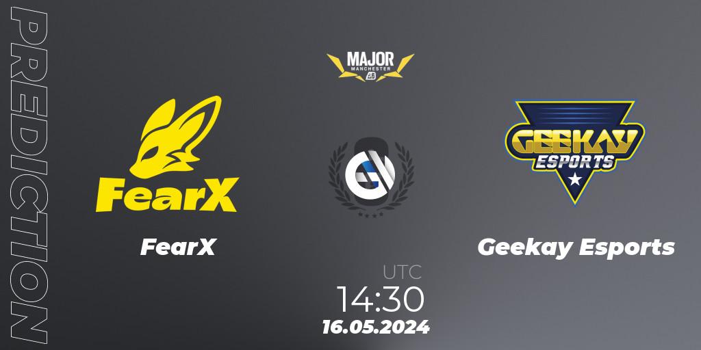 FearX - Geekay Esports: ennuste. 16.05.2024 at 14:45, Rainbow Six, BLAST R6 Major Manchester 2024