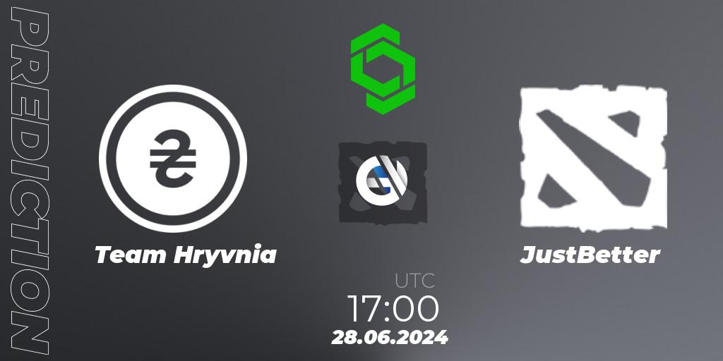 Team Hryvnia - JustBetter: ennuste. 28.06.2024 at 17:20, Dota 2, CCT Dota 2 Series 1