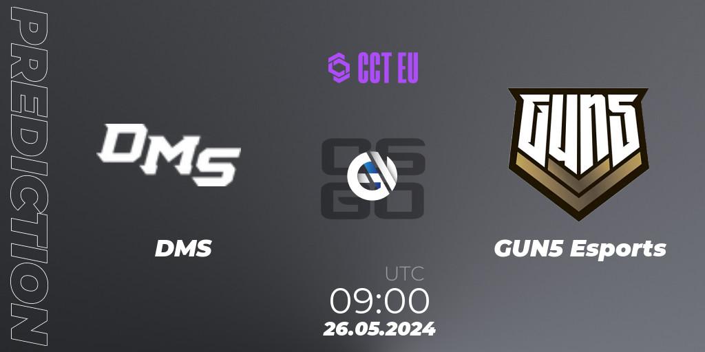 DMS - GUN5 Esports: ennuste. 26.05.2024 at 09:00, Counter-Strike (CS2), CCT Season 2 Europe Series 4