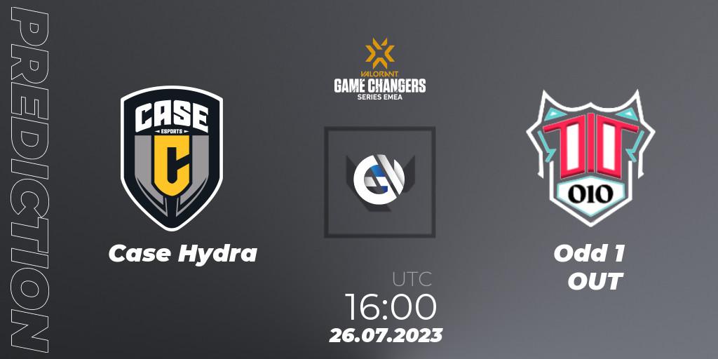 Case Hydra - Odd 1 OUT: ennuste. 26.07.2023 at 15:00, VALORANT, VCT 2023: Game Changers EMEA Series 2