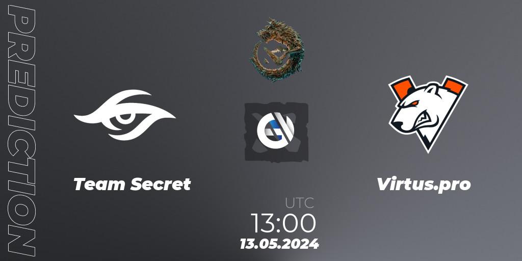 Team Secret - Virtus.pro: ennuste. 13.05.24, Dota 2, PGL Wallachia Season 1 - Group Stage