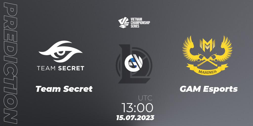 Team Secret - GAM Esports: ennuste. 15.07.2023 at 13:00, LoL, VCS Dusk 2023
