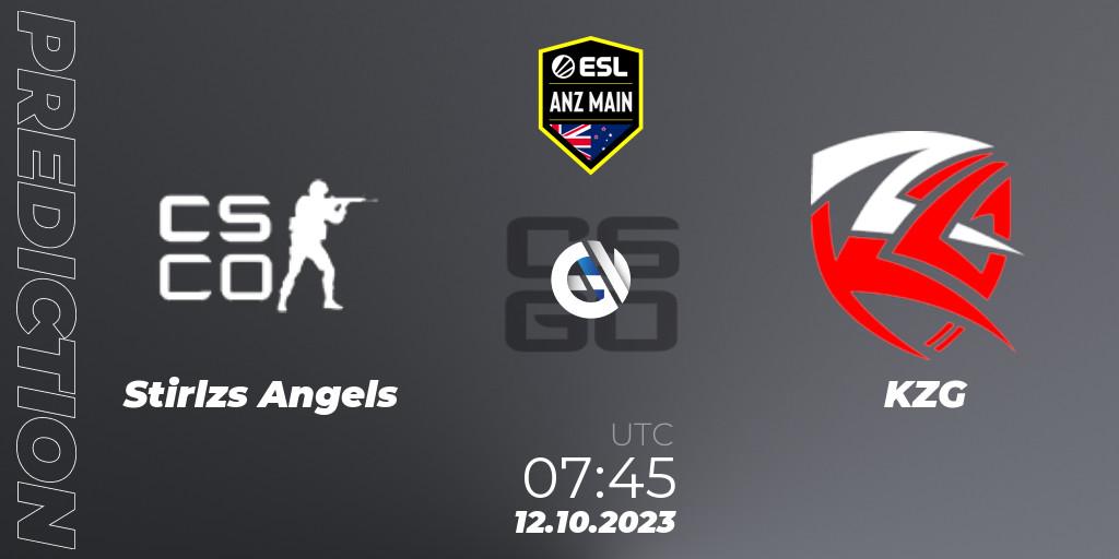 Stirlzs Angels - KZG: ennuste. 12.10.2023 at 07:45, Counter-Strike (CS2), ESL ANZ Main Season 17
