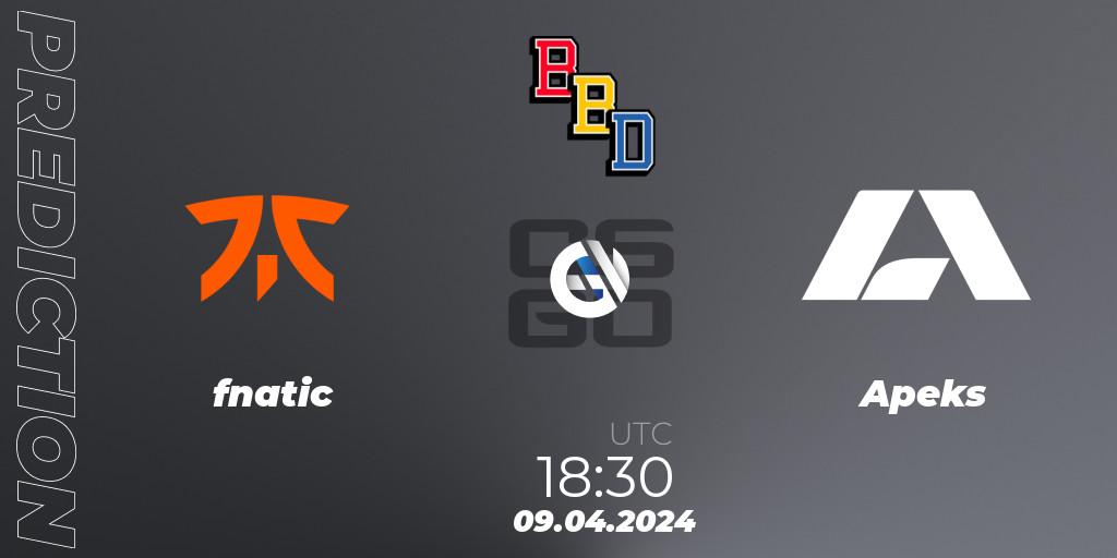fnatic - Apeks: ennuste. 09.04.24, CS2 (CS:GO), BetBoom Dacha Belgrade 2024: European Qualifier