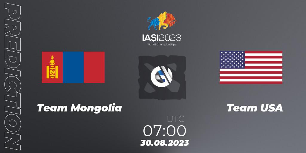 Team Mongolia - Team USA: ennuste. 30.08.2023 at 07:36, Dota 2, IESF World Championship 2023