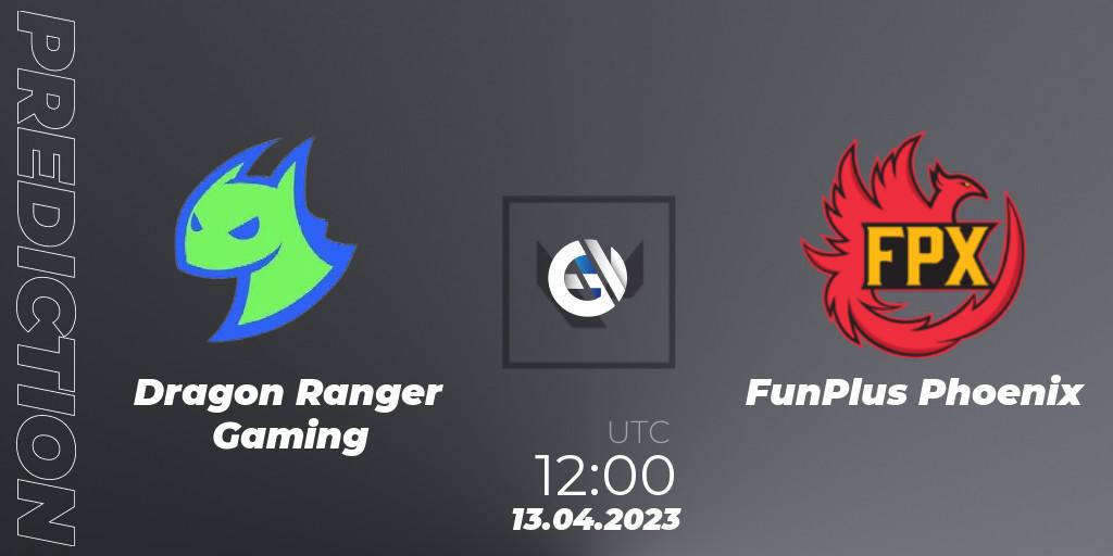Dragon Ranger Gaming - FunPlus Phoenix: ennuste. 13.04.2023 at 12:00, VALORANT, FGC Valorant Invitational 2023: Act 1