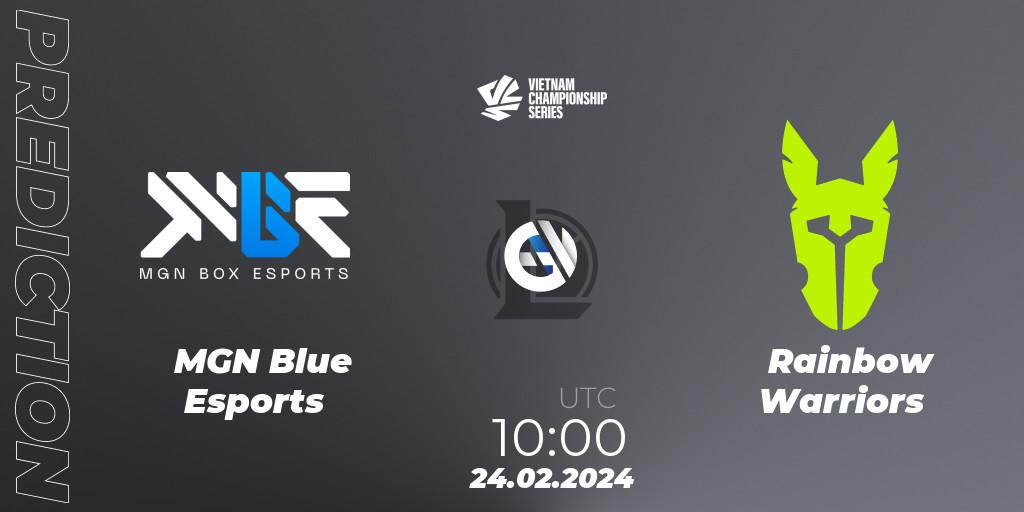 MGN Blue Esports - Rainbow Warriors: ennuste. 24.02.2024 at 10:00, LoL, VCS Dawn 2024 - Group Stage