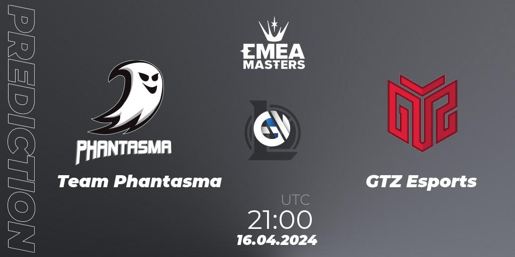 Team Phantasma - GTZ Esports: ennuste. 16.04.2024 at 21:00, LoL, EMEA Masters Spring 2024 - Play-In