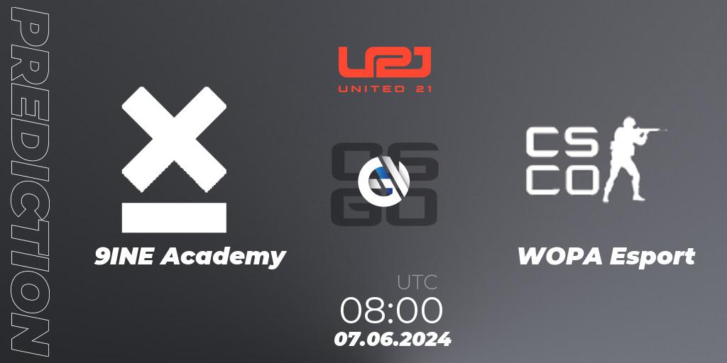 9INE Academy - WOPA Esport: ennuste. 07.06.2024 at 08:00, Counter-Strike (CS2), United21 Season 16