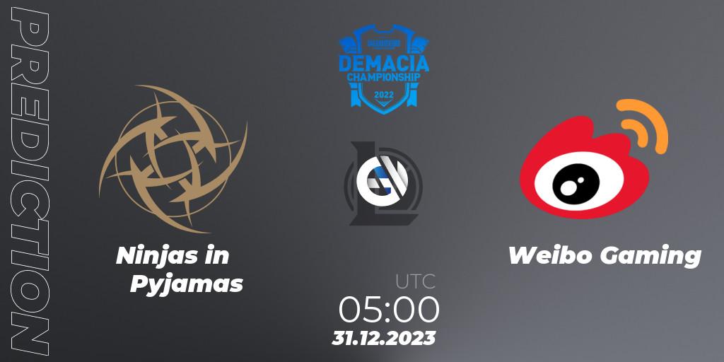 Ninjas in Pyjamas - Weibo Gaming: ennuste. 31.12.23, LoL, Demacia Cup 2023 Playoffs