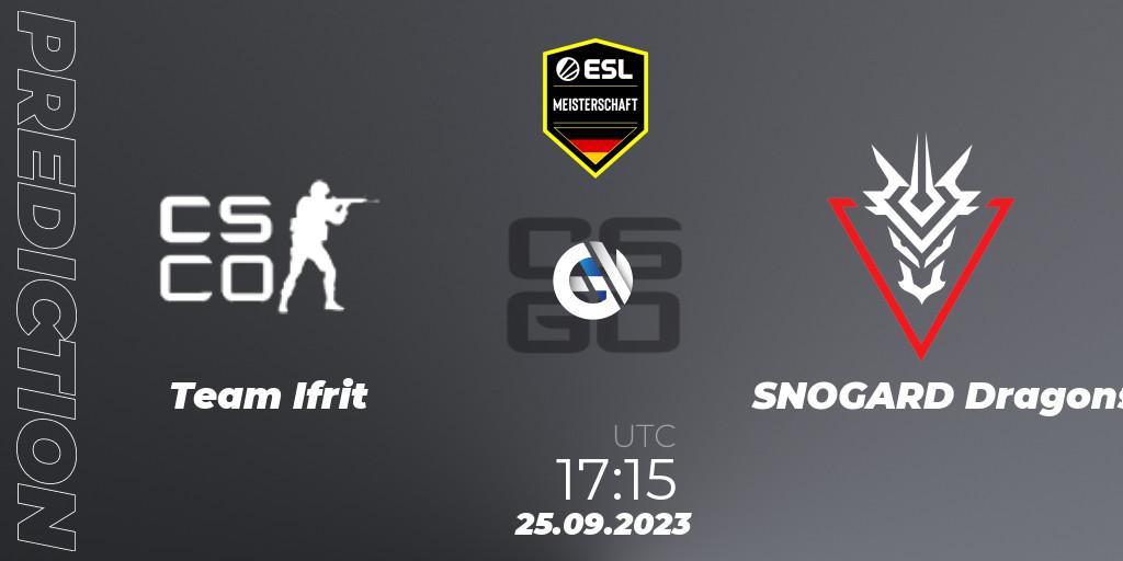 Team Ifrit - SNOGARD Dragons: ennuste. 25.09.2023 at 17:15, Counter-Strike (CS2), ESL Meisterschaft: Autumn 2023