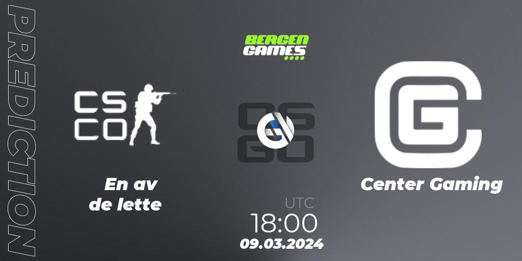 En av de lette - Center Gaming: ennuste. 09.03.24, CS2 (CS:GO), Bergen Games 2024: Online Stage