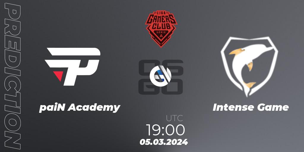 paiN Academy - Intense Game: ennuste. 05.03.2024 at 19:00, Counter-Strike (CS2), Gamers Club Liga Série A: February 2024