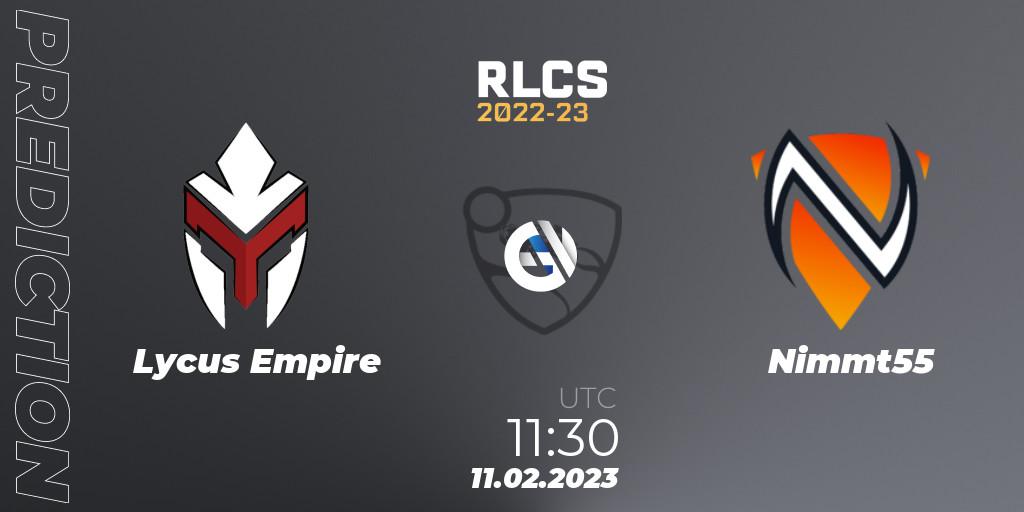 Lycus Empire - Nimmt55: ennuste. 11.02.2023 at 11:30, Rocket League, RLCS 2022-23 - Winter: Asia-Pacific Regional 2 - Winter Cup