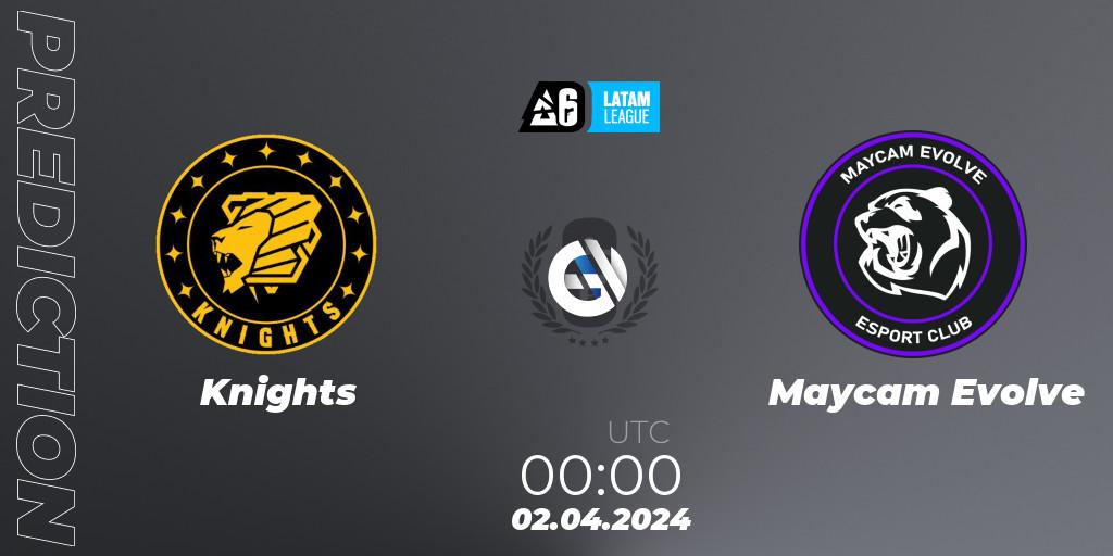 Knights - Maycam Evolve: ennuste. 02.04.2024 at 00:00, Rainbow Six, LATAM League 2024 - Stage 1: LATAM South
