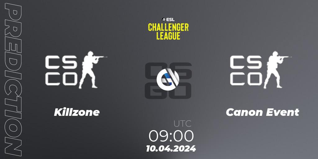 Killzone - Canon Event: ennuste. 10.04.2024 at 09:00, Counter-Strike (CS2), ESL Challenger League Season 47: Oceania