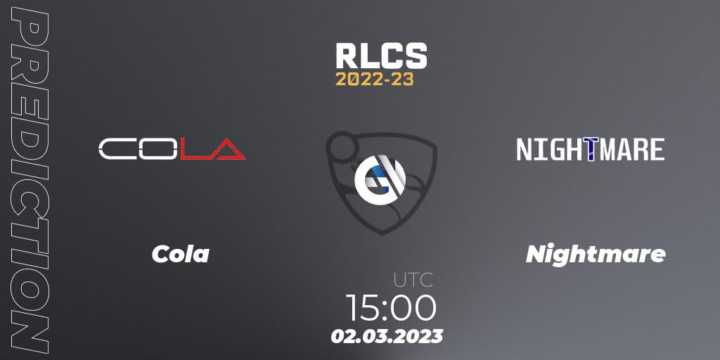Cola - Nightmare: ennuste. 02.03.23, Rocket League, RLCS 2022-23 - Winter: Middle East and North Africa Regional 3 - Winter Invitational