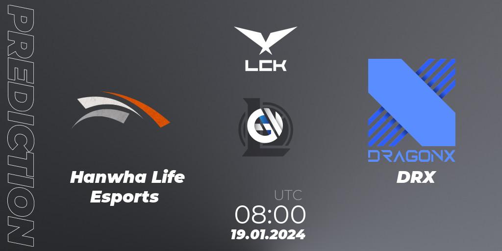 Hanwha Life Esports - DRX: ennuste. 19.01.2024 at 08:00, LoL, LCK Spring 2024 - Group Stage