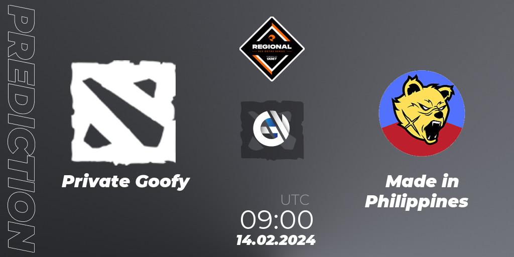Private Goofy - Made in Philippines: ennuste. 14.02.2024 at 10:00, Dota 2, RES Regional Series: SEA #1