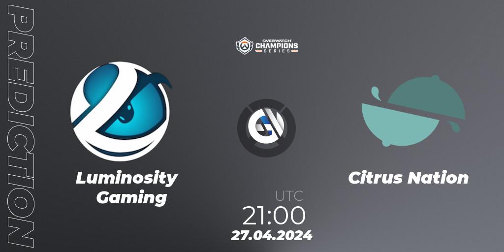 Luminosity Gaming - Citrus Nation: ennuste. 27.04.2024 at 21:00, Overwatch, Overwatch Champions Series 2024 - North America Stage 2 Main Event