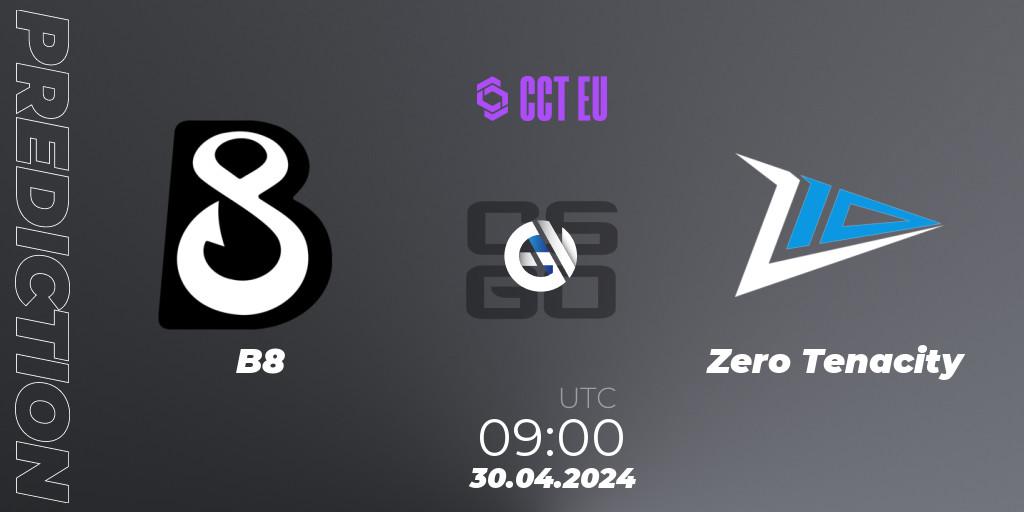 B8 - Zero Tenacity: ennuste. 30.04.2024 at 09:00, Counter-Strike (CS2), CCT Season 2 Europe Series 2 