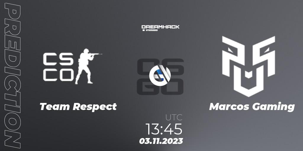 Team Respect - Marcos Gaming: ennuste. 03.11.2023 at 16:15, Counter-Strike (CS2), DreamHack Hyderabad Invitational 2023