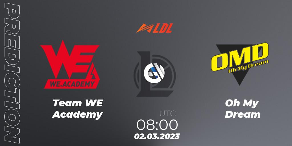 Team WE Academy - Oh My Dream: ennuste. 02.03.2023 at 08:15, LoL, LDL 2023 - Regular Season