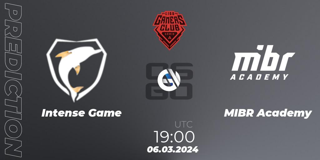 Intense Game - MIBR Academy: ennuste. 06.03.2024 at 19:00, Counter-Strike (CS2), Gamers Club Liga Série A: February 2024
