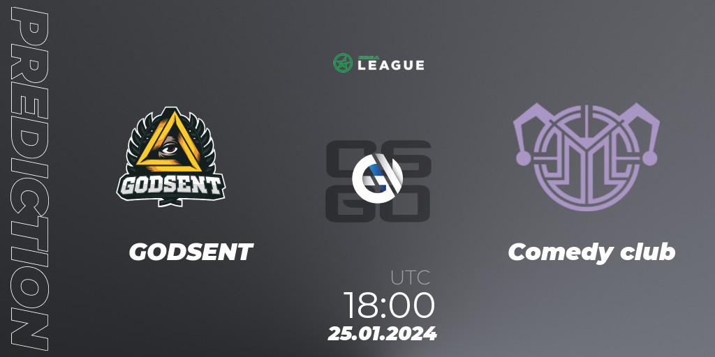 GODSENT - Comedy club: ennuste. 25.01.2024 at 18:00, Counter-Strike (CS2), ESEA Season 48: Advanced Division - Europe