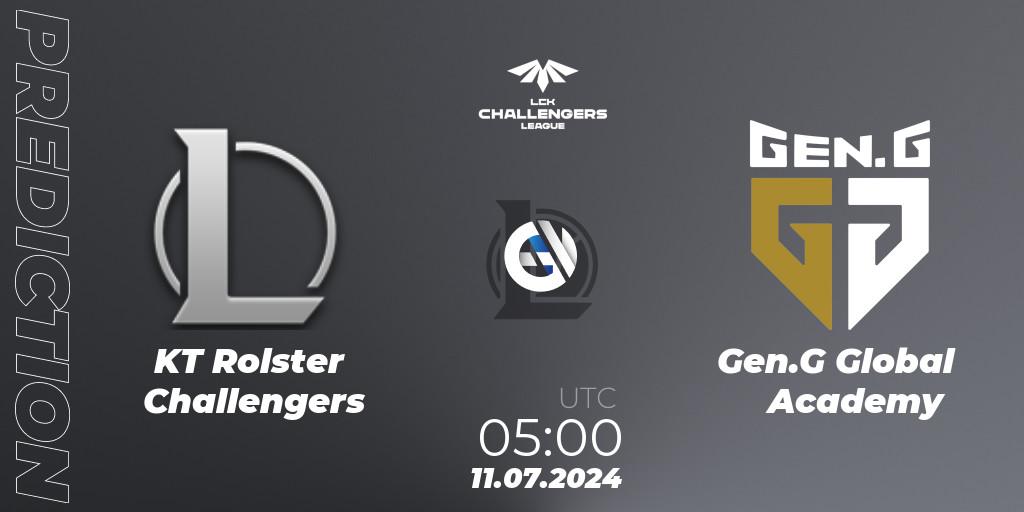 KT Rolster Challengers - Gen.G Global Academy: ennuste. 11.07.2024 at 05:00, LoL, LCK Challengers League 2024 Summer - Group Stage