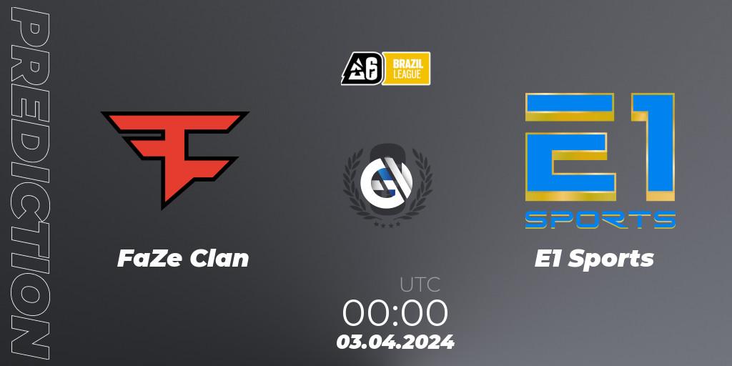 FaZe Clan - E1 Sports: ennuste. 02.04.24, Rainbow Six, Brazil League 2024 - Stage 1