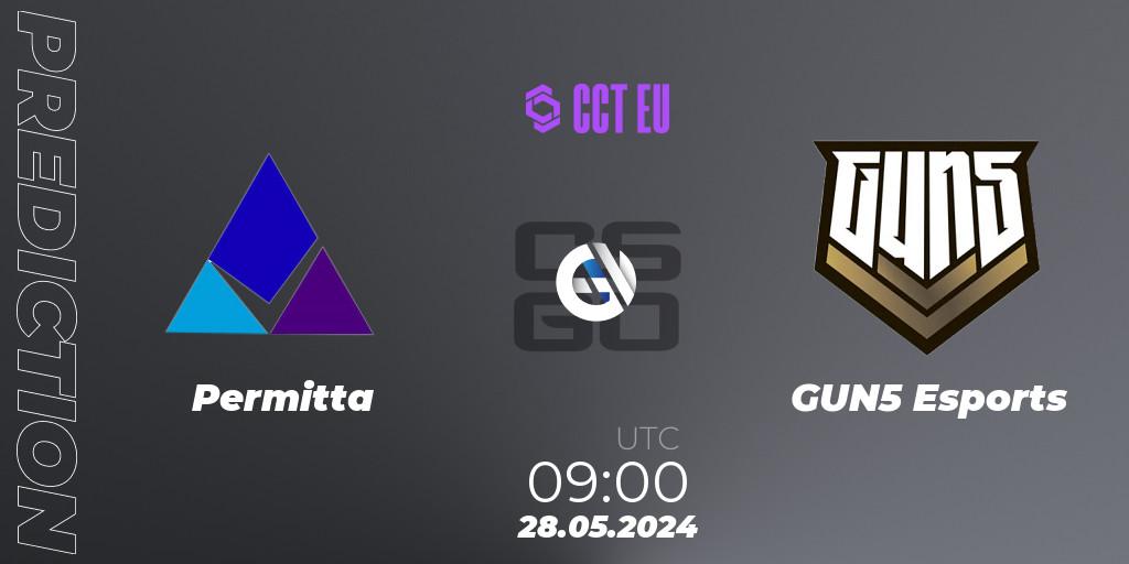 Permitta - GUN5 Esports: ennuste. 28.05.2024 at 09:00, Counter-Strike (CS2), CCT Season 2 Europe Series 4