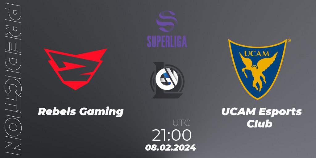 Rebels Gaming - UCAM Esports Club: ennuste. 08.02.2024 at 21:00, LoL, Superliga Spring 2024 - Group Stage