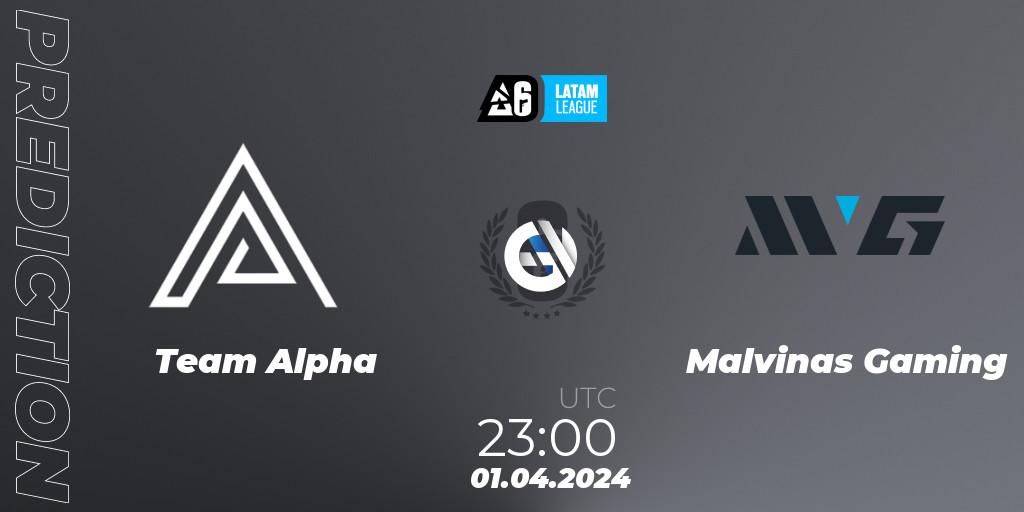Team Alpha - Malvinas Gaming: ennuste. 01.04.2024 at 23:00, Rainbow Six, LATAM League 2024 - Stage 1: LATAM South