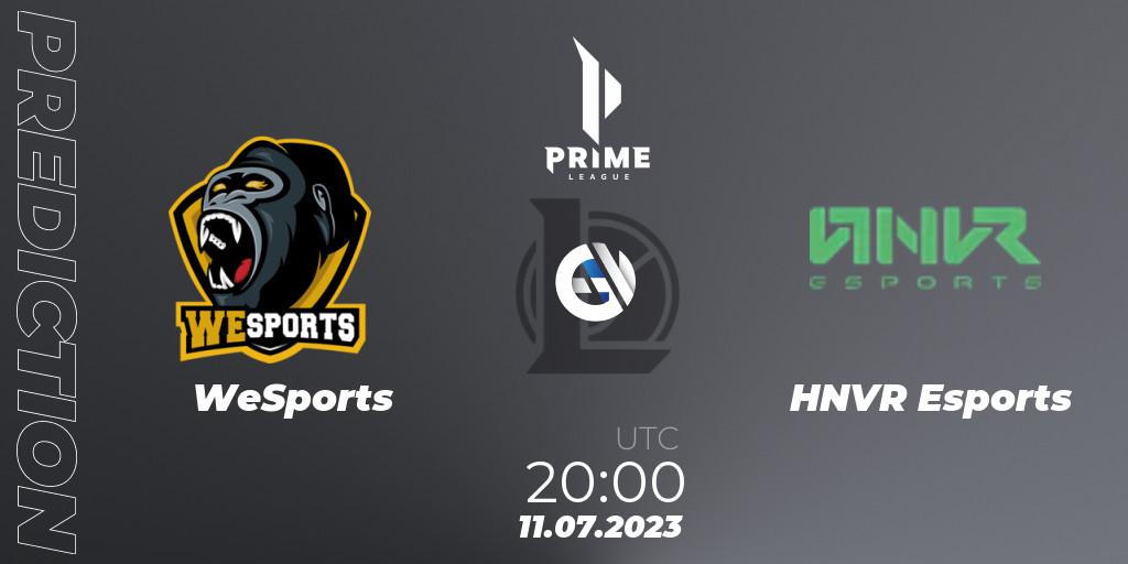 WeSports - HNVR Esports: ennuste. 11.07.2023 at 20:00, LoL, Prime League 2nd Division Summer 2023