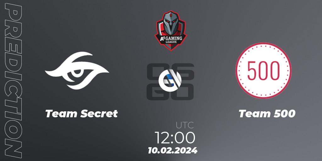 Team Secret - Team 500: ennuste. 10.02.24, CS2 (CS:GO), A1 Gaming League Season 8