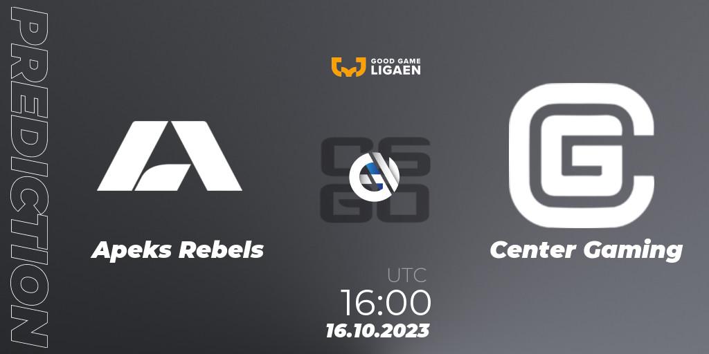 Apeks Rebels - Center Gaming: ennuste. 23.10.23, CS2 (CS:GO), Good Game-ligaen Fall 2023: Regular Season