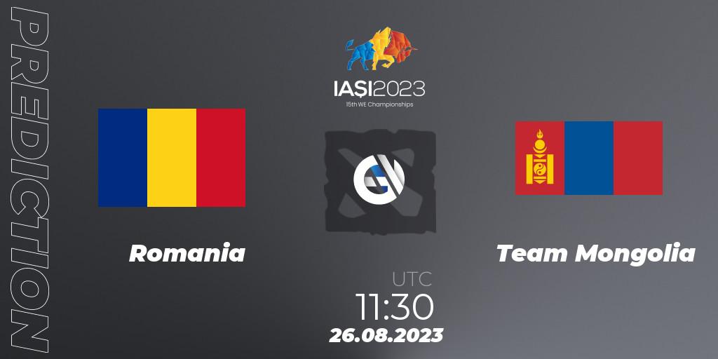 Romania - Team Mongolia: ennuste. 26.08.2023 at 17:30, Dota 2, IESF World Championship 2023