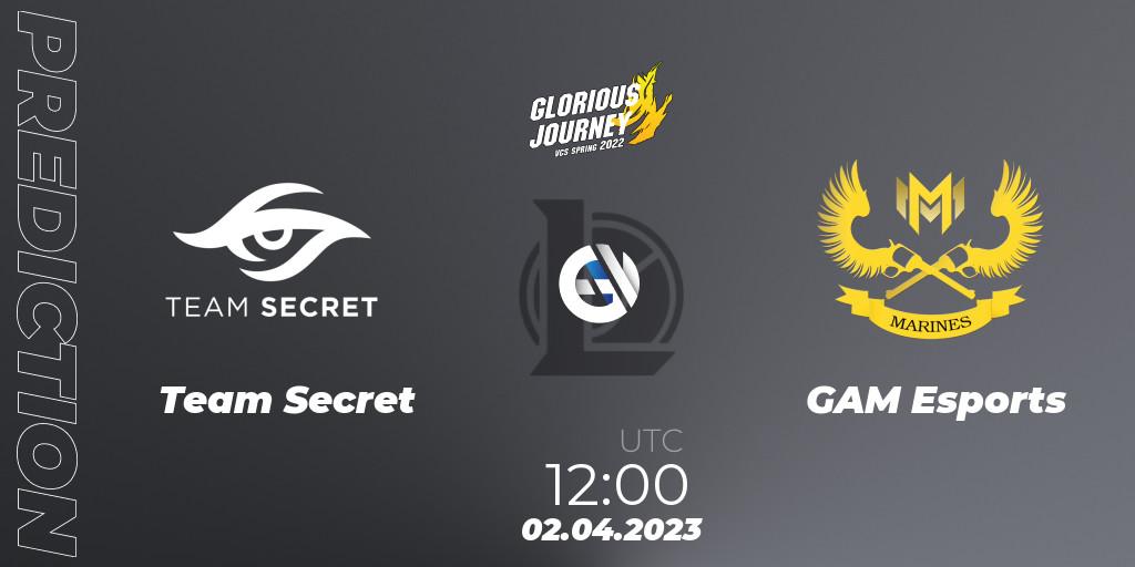 Team Secret - GAM Esports: ennuste. 02.04.23, LoL, VCS Spring 2023 - Group Stage