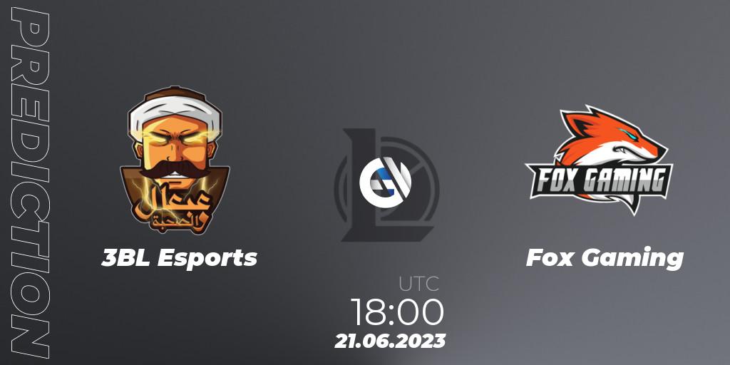 3BL Esports - Fox Gaming: ennuste. 21.06.2023 at 18:00, LoL, Arabian League Summer 2023 - Group Stage