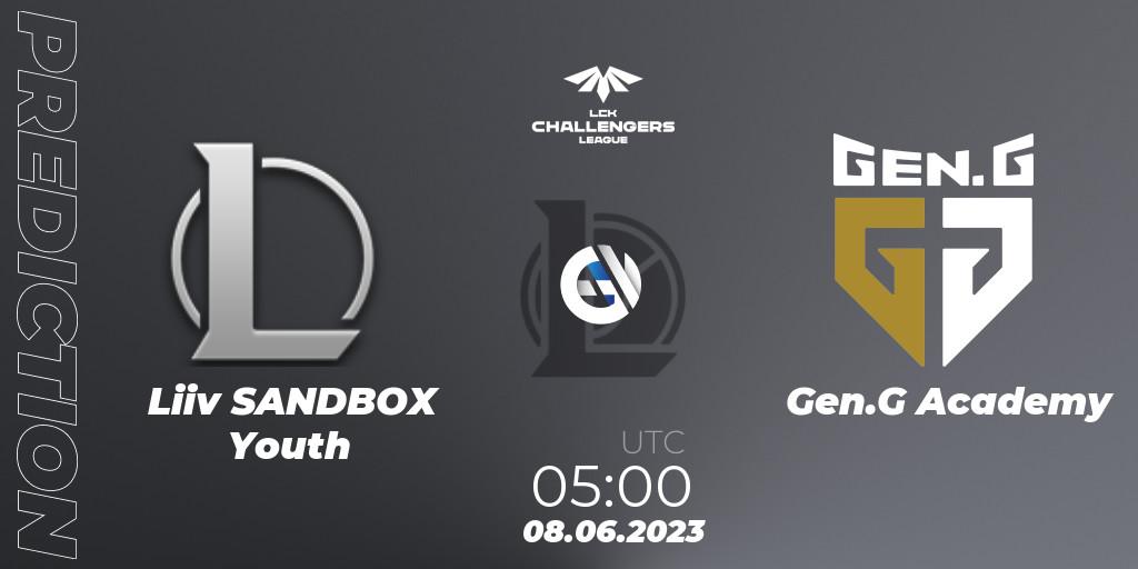 Liiv SANDBOX Youth - Gen.G Academy: ennuste. 08.06.23, LoL, LCK Challengers League 2023 Summer - Group Stage