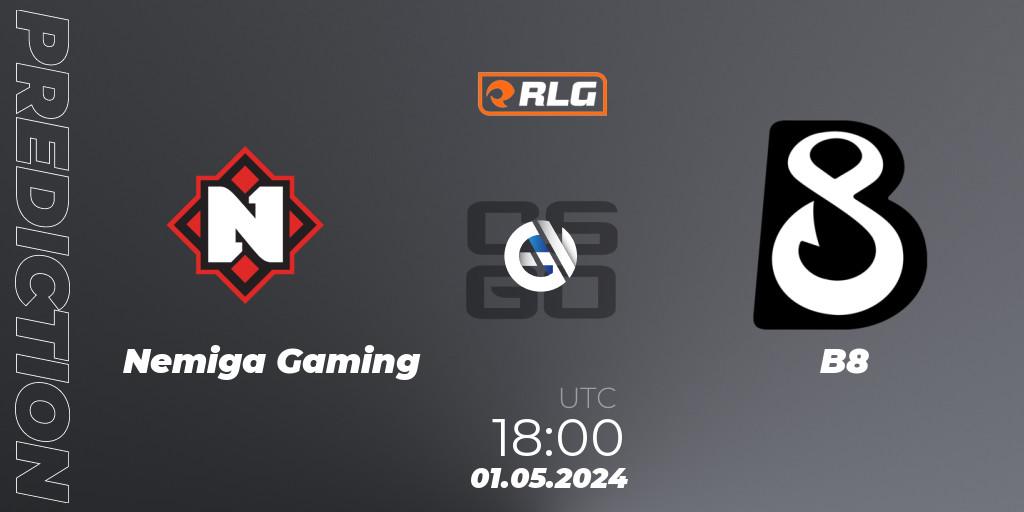 Nemiga Gaming - B8: ennuste. 01.05.2024 at 18:00, Counter-Strike (CS2), RES European Series #3