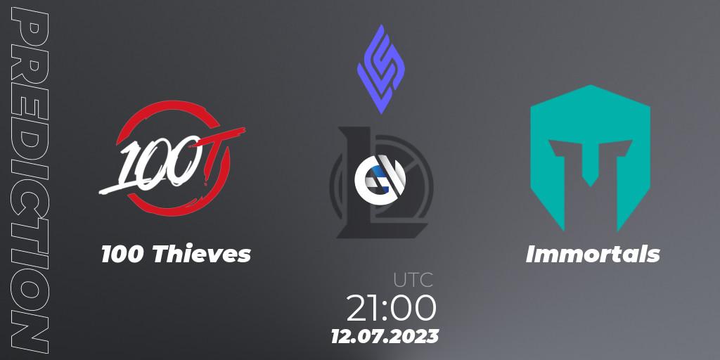 100 Thieves - Immortals: ennuste. 14.07.23, LoL, LCS Summer 2023 - Group Stage