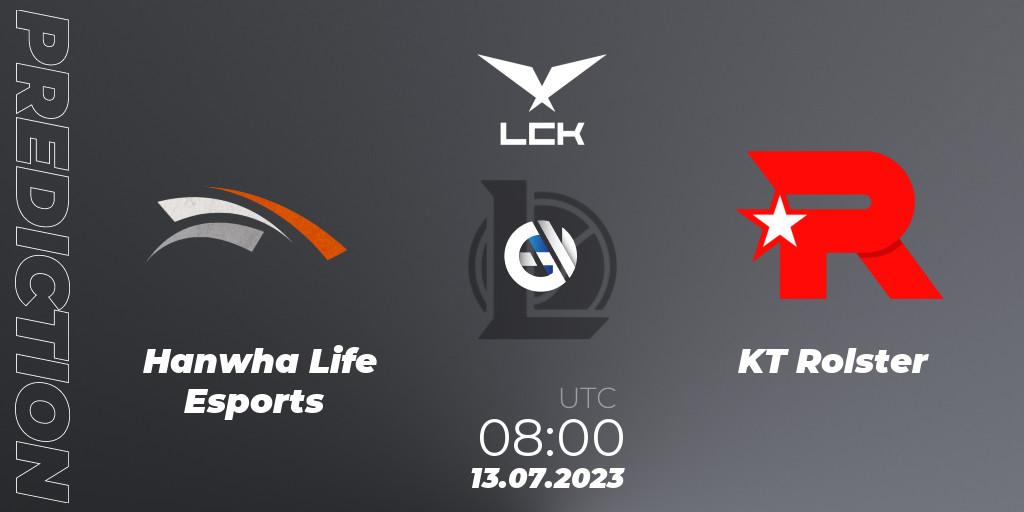 Hanwha Life Esports - KT Rolster: ennuste. 13.07.2023 at 08:00, LoL, LCK Summer 2023 Regular Season
