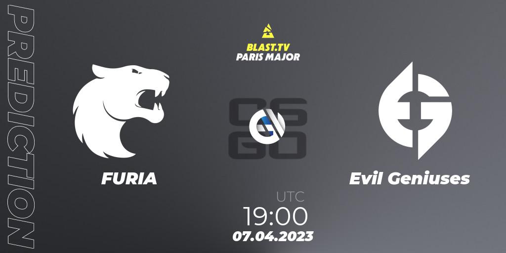 FURIA - Evil Geniuses: ennuste. 07.04.2023 at 19:10, Counter-Strike (CS2), BLAST.tv Paris Major 2023 Americas RMR