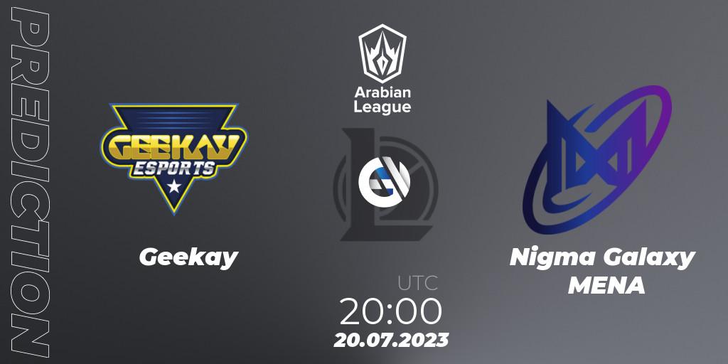 Geekay - Nigma Galaxy MENA: ennuste. 20.07.23, LoL, Arabian League Summer 2023 - Group Stage